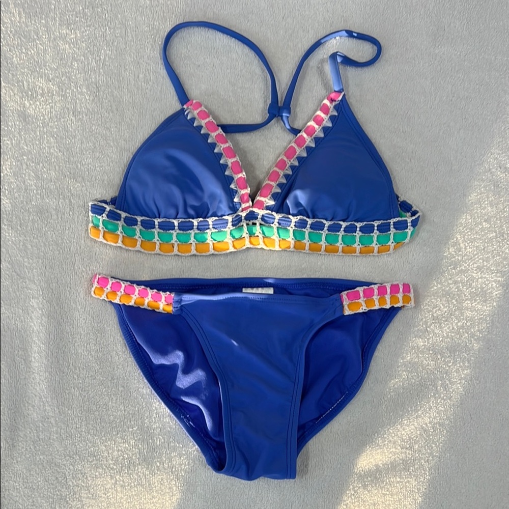 Xhilaration Women’s Colorful Blue Bikini Set- Size XS